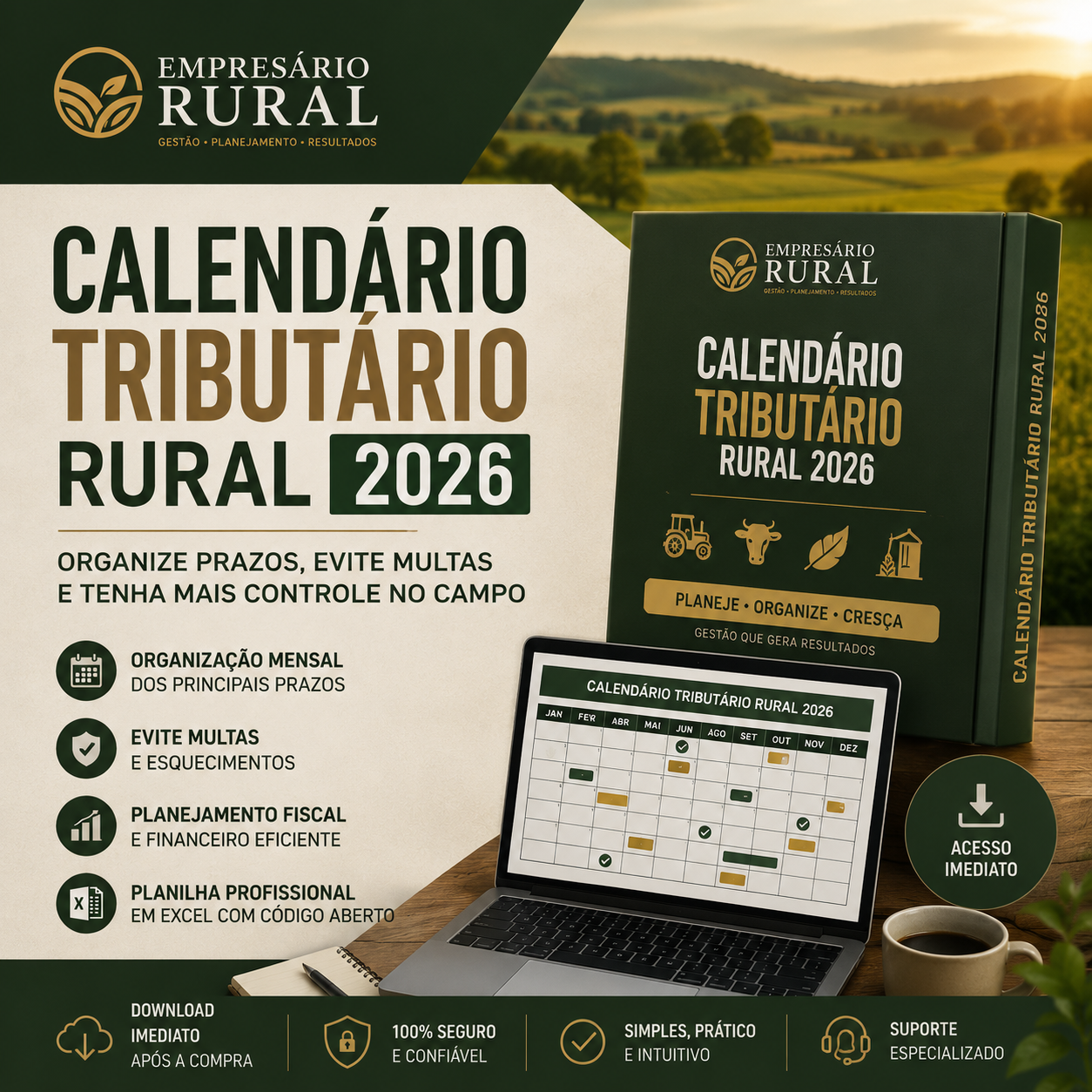 Capa da Planilha Calendário Tributário Rural 2026